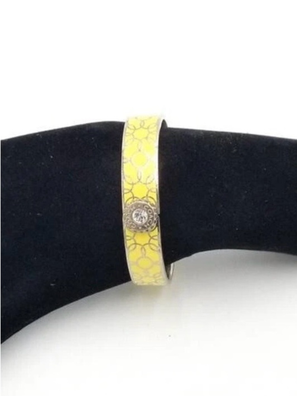 Coach Yellow Floral Enamel Hinged Bangle Bracelet